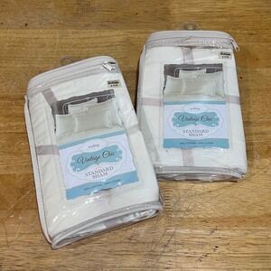 Set‎ of 2 Vintage Chic Scallop Standard Sham Ivory 100% Cotton Bed Bath & Beyond
